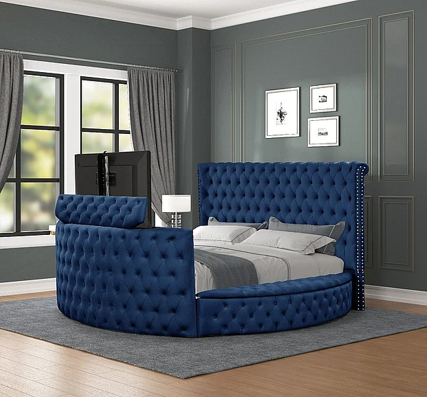 Galaxy Home Maya Queen Bed in Navy 601955552905
