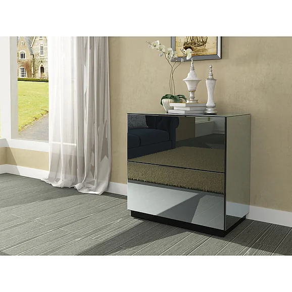 Bethel Smoke Mirror Glass Night Stand Table MB11