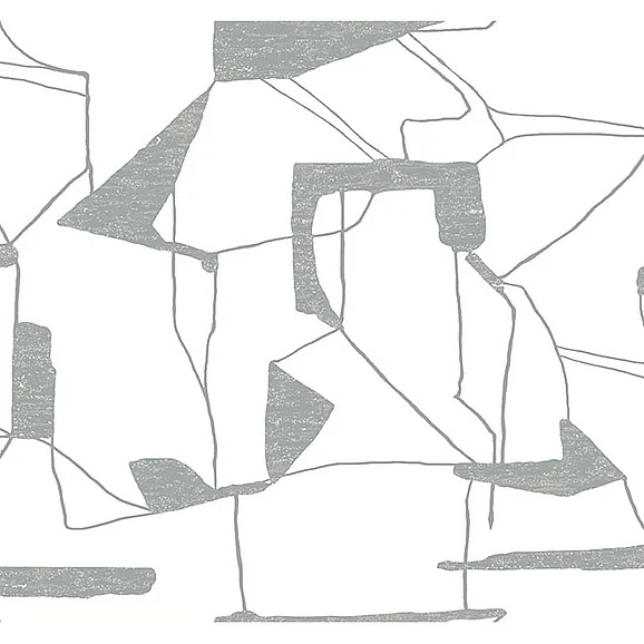 York E89-Antonina Vella Modern Metals Second Edition Abstract Geo White & Silver Wallpaper MD7114 (Double Roll)