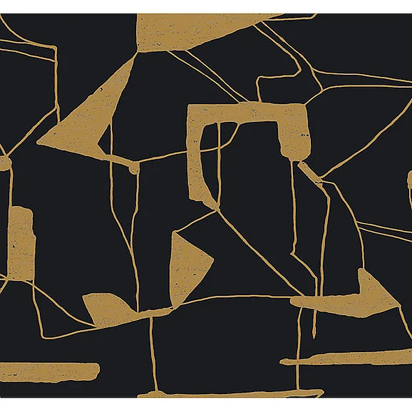York E89-Antonina Vella Modern Metals Second Edition Abstract Geo Black & Gold Wallpaper MD7115 (Double Roll)