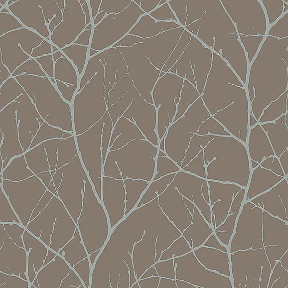 York E89-Antonina Vella Modern Metals Second Edition Trees Silhouette Mocha & Silver Wallpaper MD7121 (Double Roll)