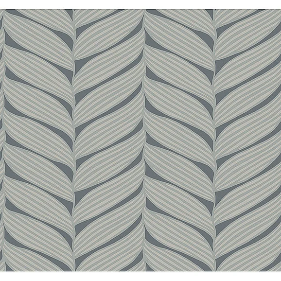 York E89-Antonina Vella Modern Metals Second Edition Luminous Leaves Charcoal & Silver Wallpaper MD7163 (Double Roll)