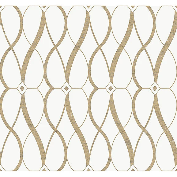 York E89-Antonina Vella Modern Metals Second Edition Graceful Geo Cream & Gold Wallpaper MD7171 (Double Roll)