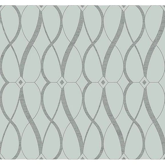 York E89-Antonina Vella Modern Metals Second Edition Graceful Geo Spa & Silver Wallpaper MD7172 (Double Roll)