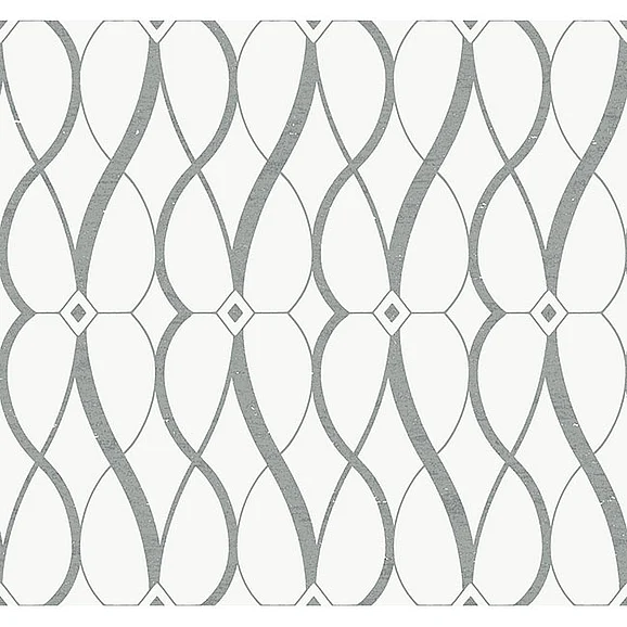 York E89-Antonina Vella Modern Metals Second Edition Graceful Geo White & Silver Wallpaper MD7173 (Double Roll)