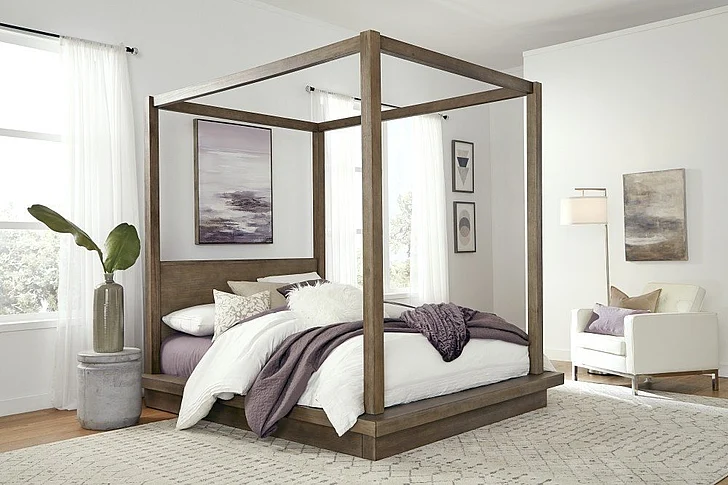 Modus Melbourne Queen Canopy Bed in Dark Pine 8D64F5