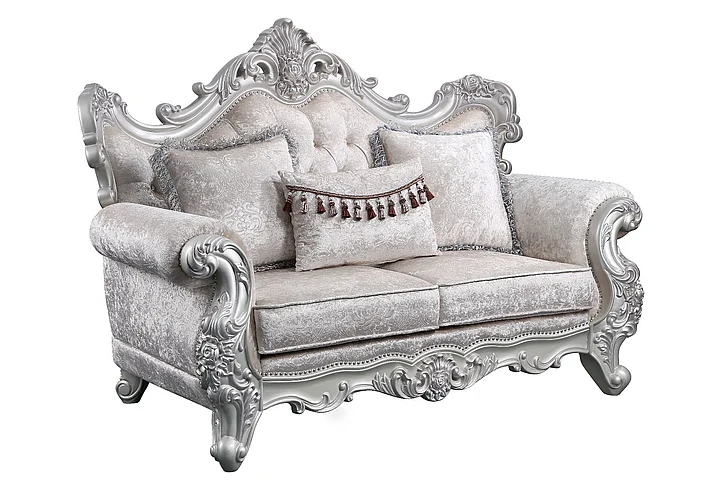 Galaxy Home Melrose Loveseat in Silver 601955552639