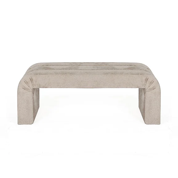 Worlds Away Mercer Horizontal Channeled Bench in Taupe Textured Chenille MERCER TP