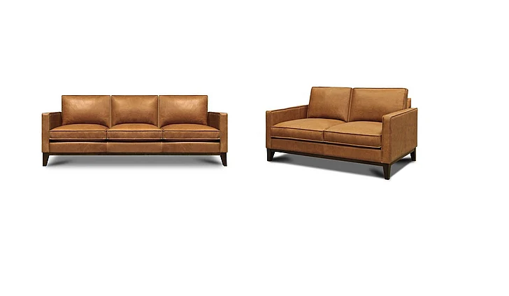 GTR Leather Metropole All Leather Sofa Living Room Set in Monza Chestnut