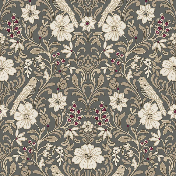 York F14-Magnolia Home 4 Colette Charcoal Wallpaper MF4743 (Double Roll)