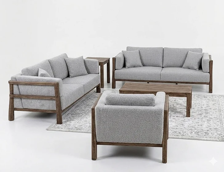 IFD Roots 2pc Living Room Set in Light Gray