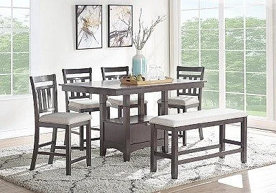 Urban Styles Miami Adjustable Dining/Counter Table Set in Gray