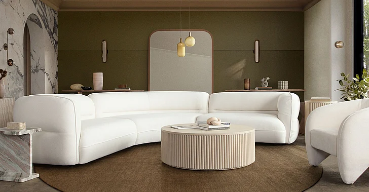 Diamond Sofa Micah 3pc Modular Set in Elite Ivory Polyester Fabric
