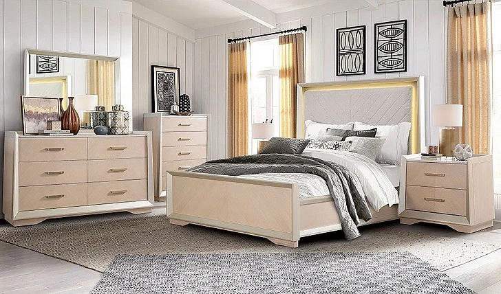 Cosmos Milan 2pc Bedroom Set Champagne