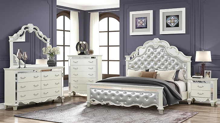 Galaxy Home Milan 2pc Bedroom Set in White