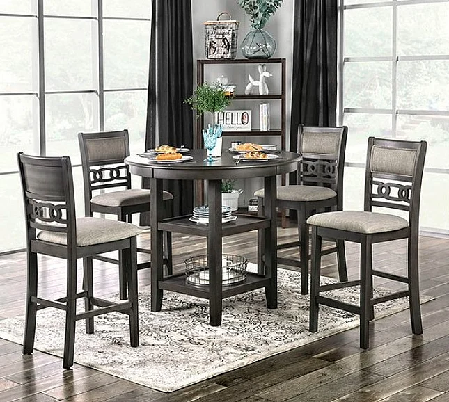 Furniture of America Milly 5pc Counter Height Set in Gray CM3609PT-5PK