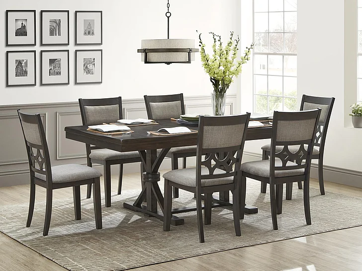 Cosmos Milo 7pc Rectangular Dining Room Set in Gray
