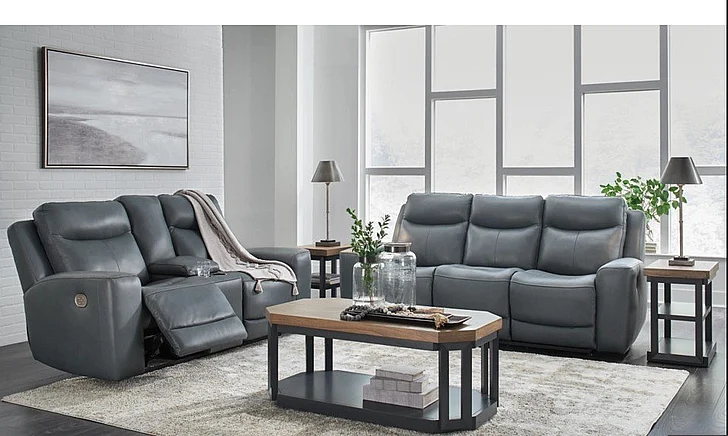 Mindanao Power Reclining 2Pc Living Room Set in Steel