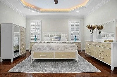Sea Winds (Lineage) Miramar 2pc Woven Storage Bedroom Set in Sand and Stark White