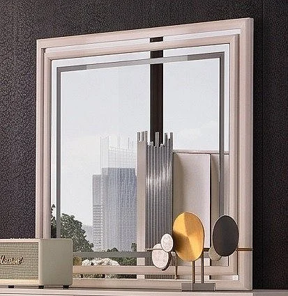 McFerran Home Furnishing B2002 Mirror in White/Silver B2002-M
