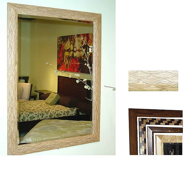 Indo Puri Cocoshell 46" Rectangular Mirror in Sliced Ivory