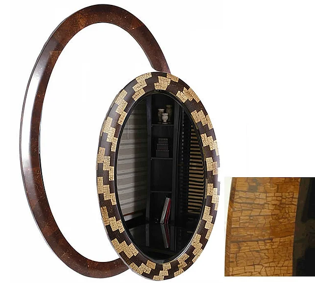 Indo Puri Cocoshell Oval Mirror in Natural Brown