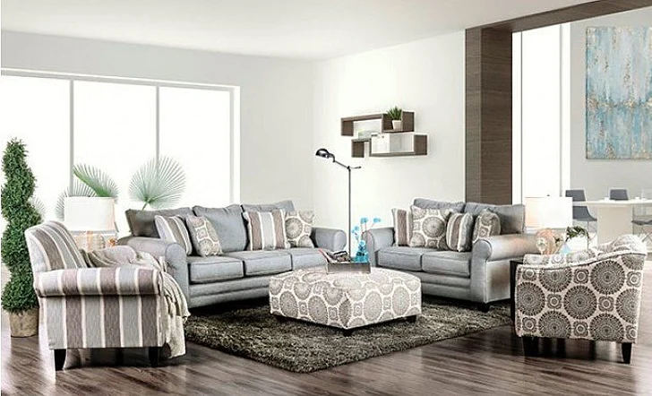 Furniture of America Misty 2pc Living Room Set in Blue Gray