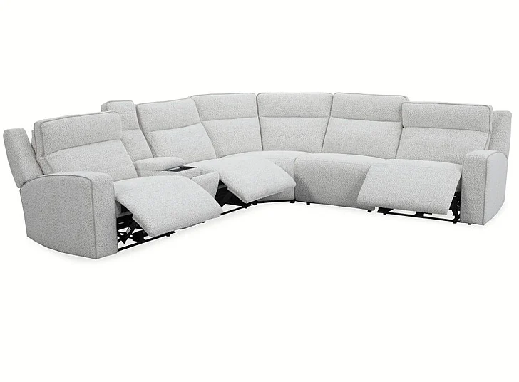 Parker Living Lancaster 6pc Zero Gravity Modular Power Reclining Sectional in Fluffy River Rock