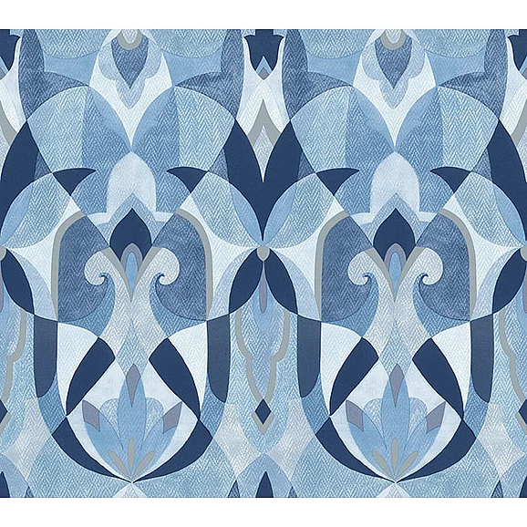 York E65-Mediterranean Malta Blue & Silver Wallpaper MN1920 (Double Roll)