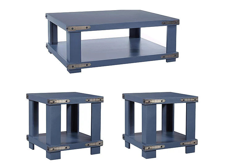 Aspenhome Sawyer 3pc Occasional Table Set in Malta Blue