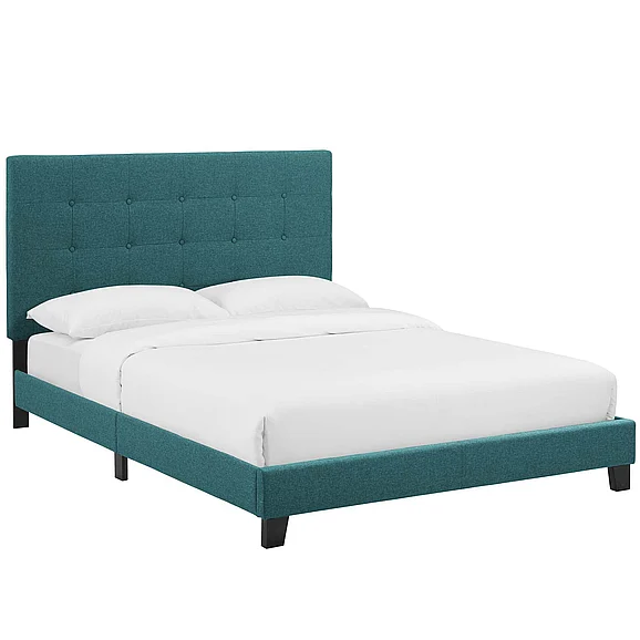 Modway Melanie Tufted Button Upholstered Fabric Twin Platform Bed in Teal MOD-5877-TEA