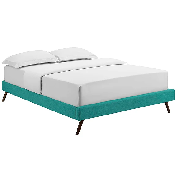 Modway Loryn Fabric Queen Bed Frame with Round Splayed Legs in Teal MOD-5891-TEA