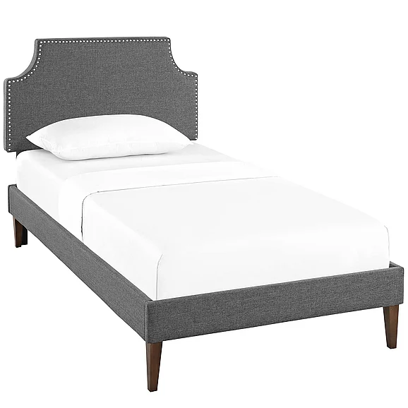 Modway Corene Fabric Twin Platform Bed w/ Squared Tapered Legs in Gray MOD-5951-GRY