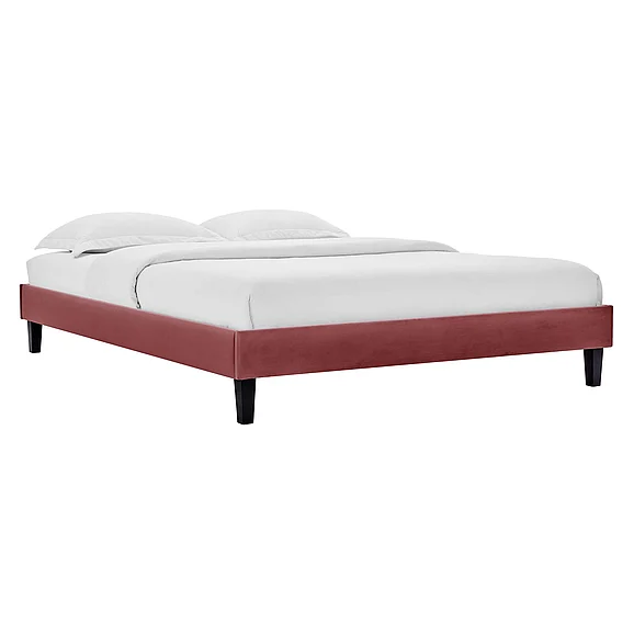 Modway Reign Performance Velvet Twin Platform Bed Frame in Dusty Rose MOD-6264-DUS