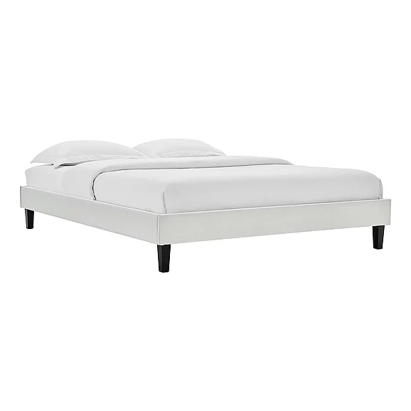 Modway Reign Performance Velvet Full Platform Bed Frame in Light Gray MOD-6265-LGR
