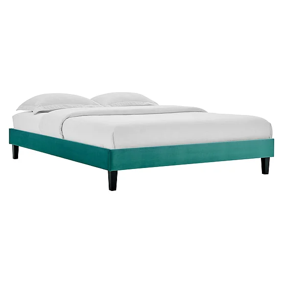 Modway Reign Performance Velvet Full Platform Bed Frame in Teal MOD-6265-TEA