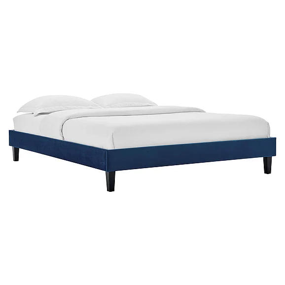 Modway Reign Performance Velvet King Platform Bed Frame in Navy MOD-6267-NAV