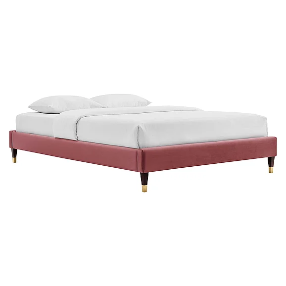 Modway Harlow Performance Velvet Twin Platform Bed Frame in Dusty Rose MOD-6268-DUS