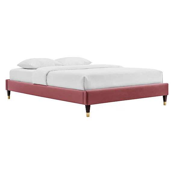 Modway Harlow Performance Velvet Queen Platform Bed Frame in Dusty Rose MOD-6270-DUS