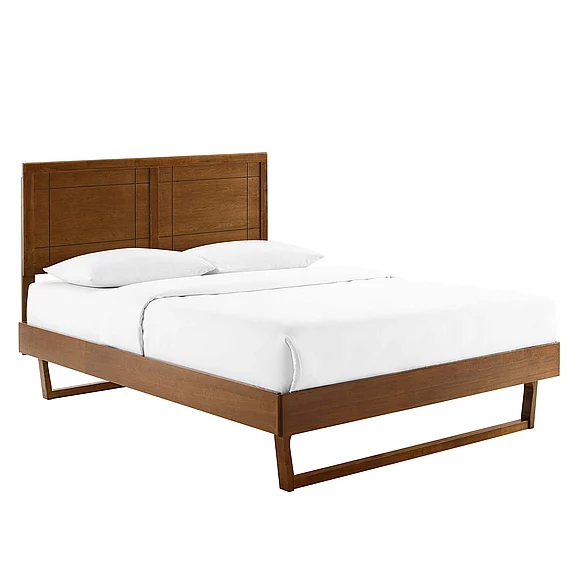Modway Marlee Wood Queen Platform Bed w/ Angular Frame in Walnut MOD-6381-WAL