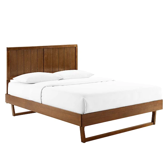 Modway Alana Wood Twin Platform Bed w/ Angular Frame in Walnut MOD-6618-WAL
