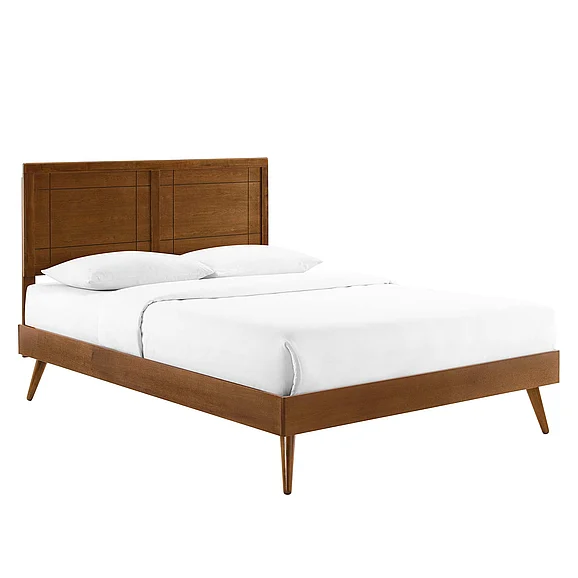 Modway Marlee Wood King Platform Bed w/ Splayed Legs in Walnut MOD-6629-WAL
