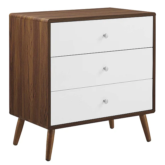 Modway Transmit 3-Drawer Chest in Walnut White MOD-7018-WAL-WHI