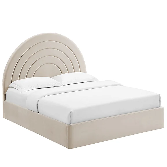 Modway Solana Arched Performance Velvet Full Platform Bed in Almond MOD-7166-ALM