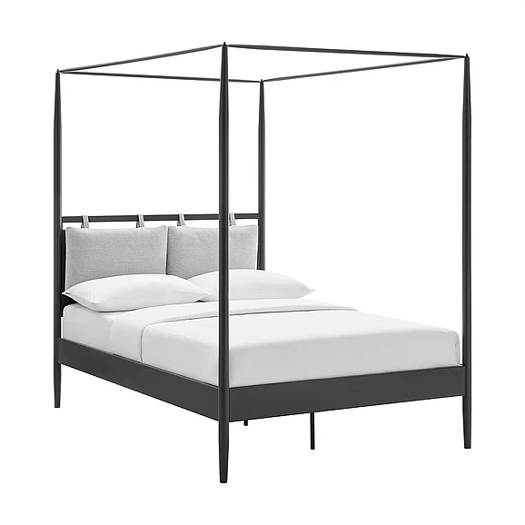 Modway Marlowe 4-Poster Canopy Metal Full Platform Bed in Charcoal MOD-7222-CHA-NPT