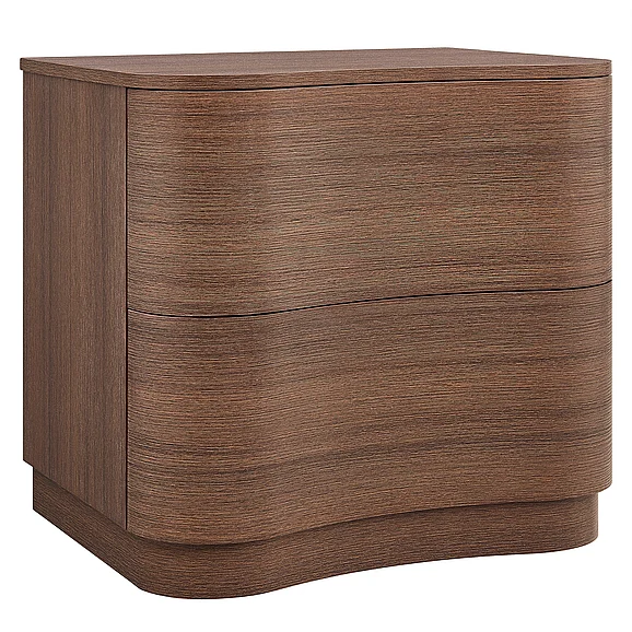 Modway Mirae 2-Drawer Curved Nightstand in Brushed Brown Oak MOD-7232-BBO