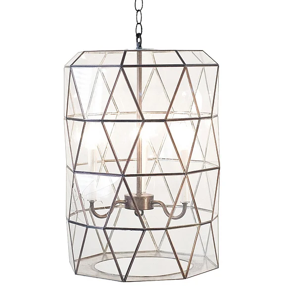 Worlds Away Moderna Facet Glass 3-Light Lantern MODERNA