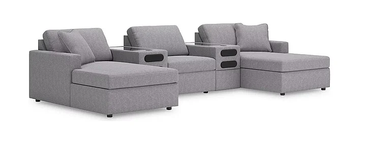 Ashley Furniture Modmax 5pc Modular Sectional Set with Corner Chaise in Granite
