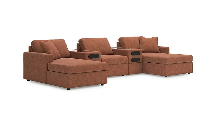 Ashley Furniture Modmax 5pc Modular Sectional Set with Corner Chaise in Spice