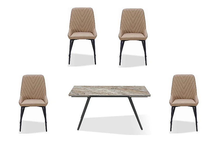 Modus Furniture Lucia 5pc Double Extendable Dining Table Set in Rich Brown